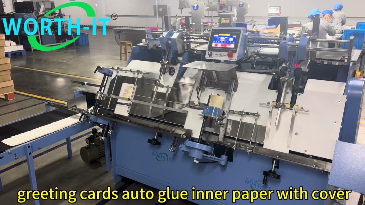 Greeting cards auto glue inner paper with cover machine #greetingcard #christmascardmaking #birthday