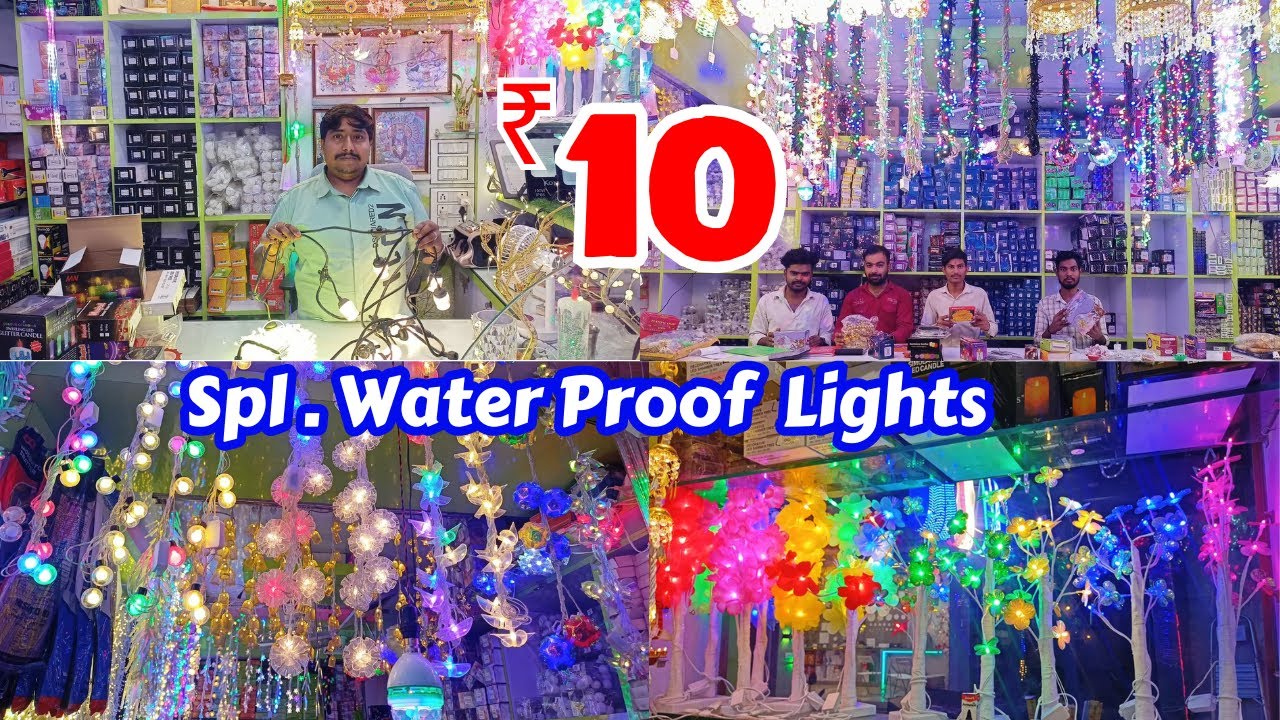 Cheapest Decorative Light Market in Hyderabad | Waterproof Fancy Diwali Lights #begumbazarshopping