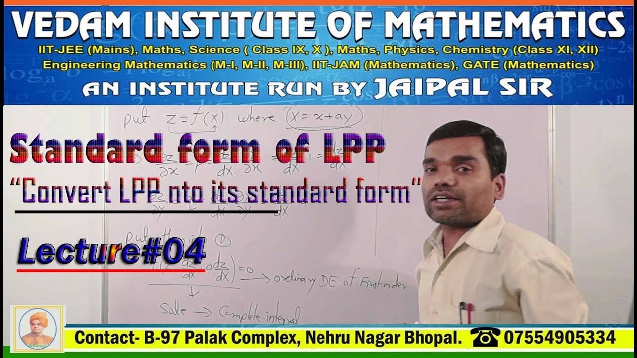 Standard form of LPP in Hindi(Lecture 4)