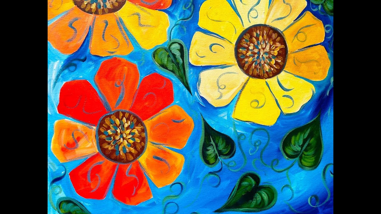 Beginners acrylic tutorial flowers 
