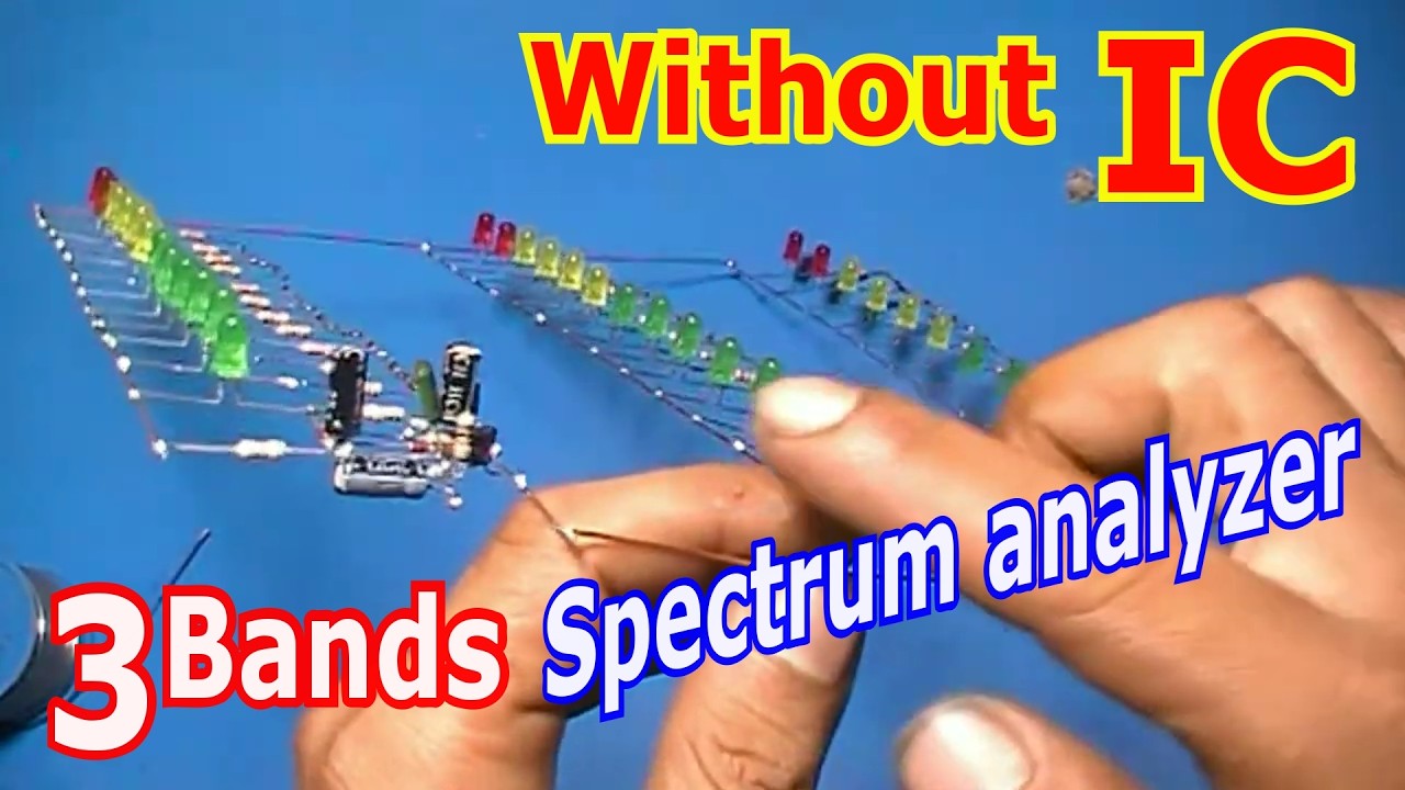 Without IC 3 Bands Spectrum Analyzer LED Circuit DIY