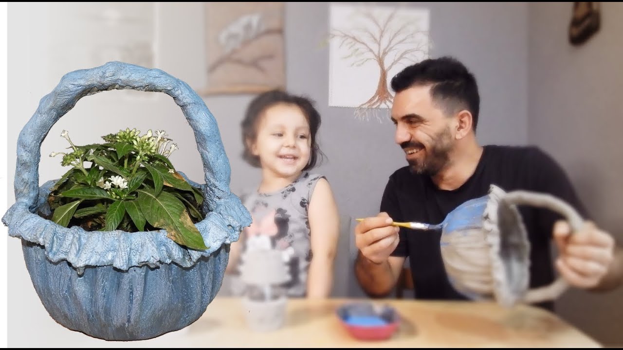 Изготовление цветочных горшков из цемента и ткани.