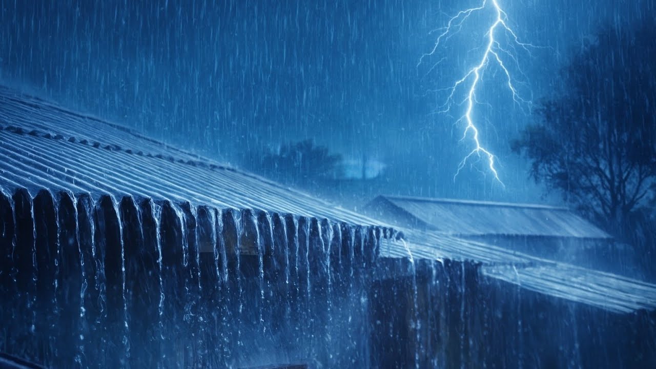 Rain for Sleeping - Long Heavy Rainstorm With Deep Thunder Rolls for Fast, Natural, Deep Sleep Aid