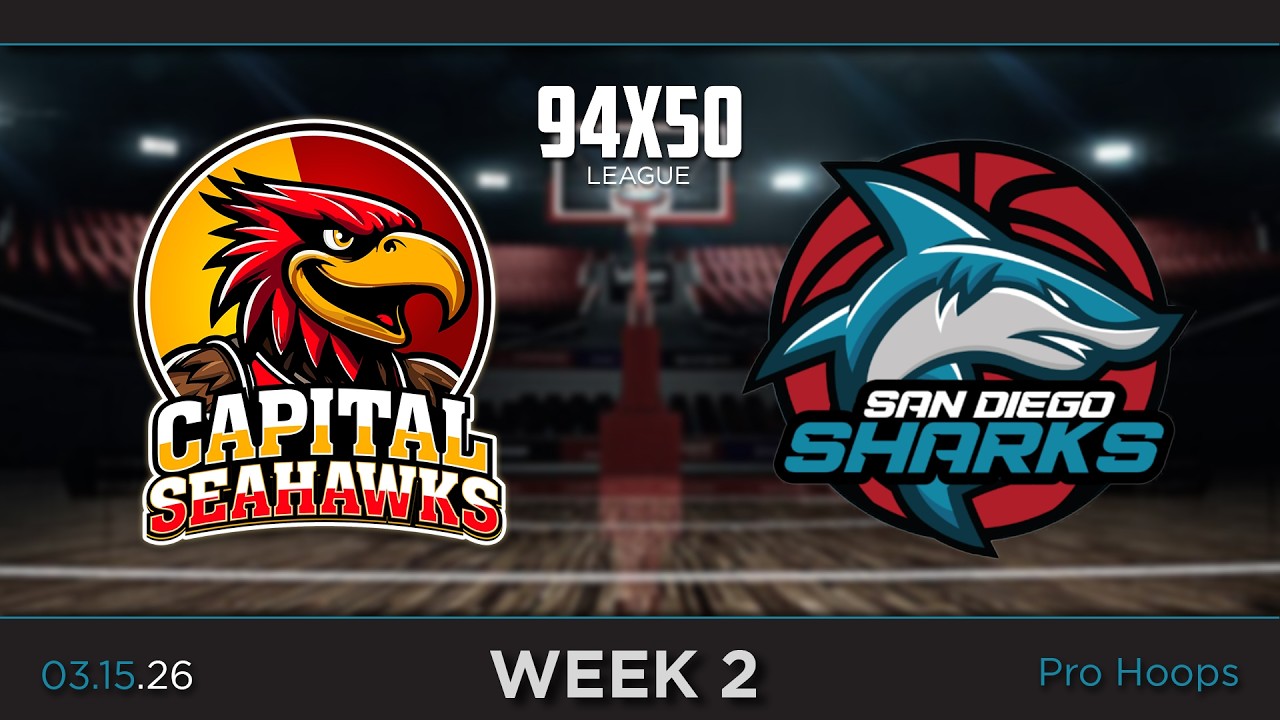 Capital Seahawks at San Diego Sharks - WEEK 2 - 94x50 Professional Basketball League