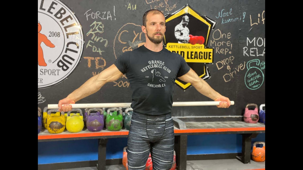 Stick rotations is the best shoulders mobility exercise for kettlebell lifters