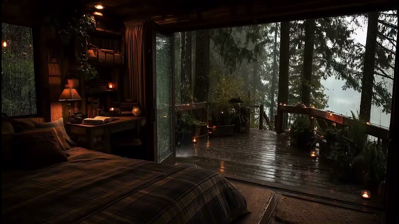 Gentle Rainfall in a Forest Bedroom | Peaceful Rain Sounds for Deep Sleep