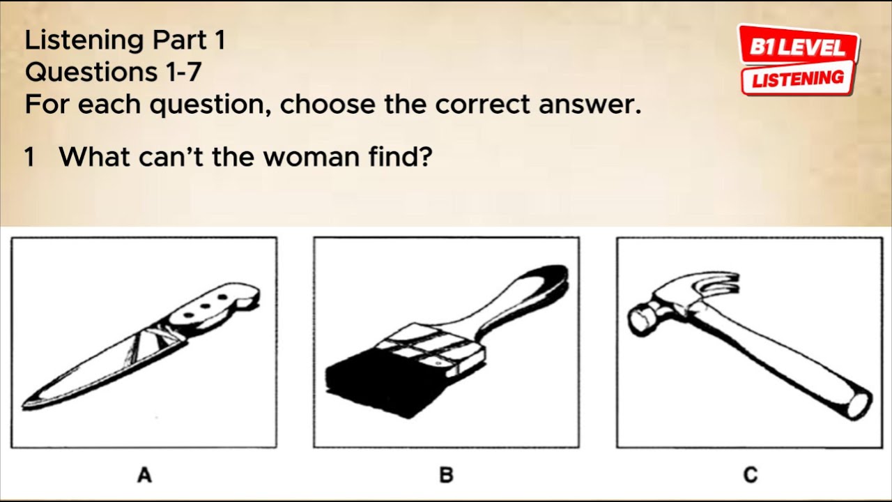 B1 Listening Practice | Part 1 | Questions 1-7 | English Listening Test with Answers