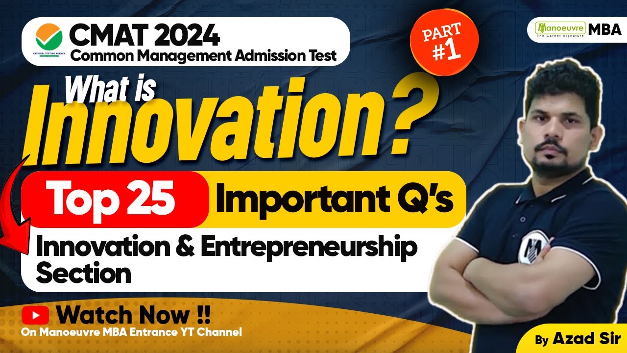 CMAT 2024 - Innovation & Entrepreneurship | Important Topics | Part 1 | #cmat