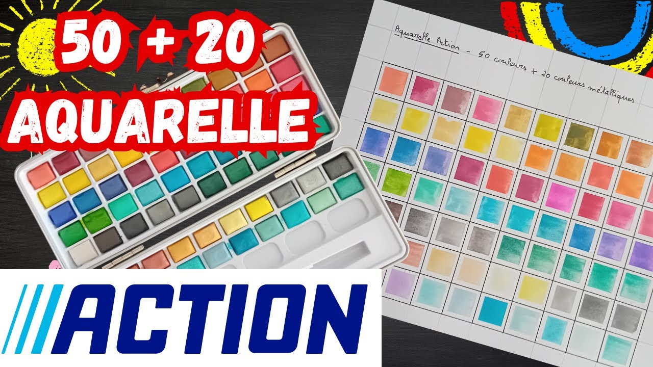 🖍️ Test 70 aquarelle de chez Action + NUANCIER