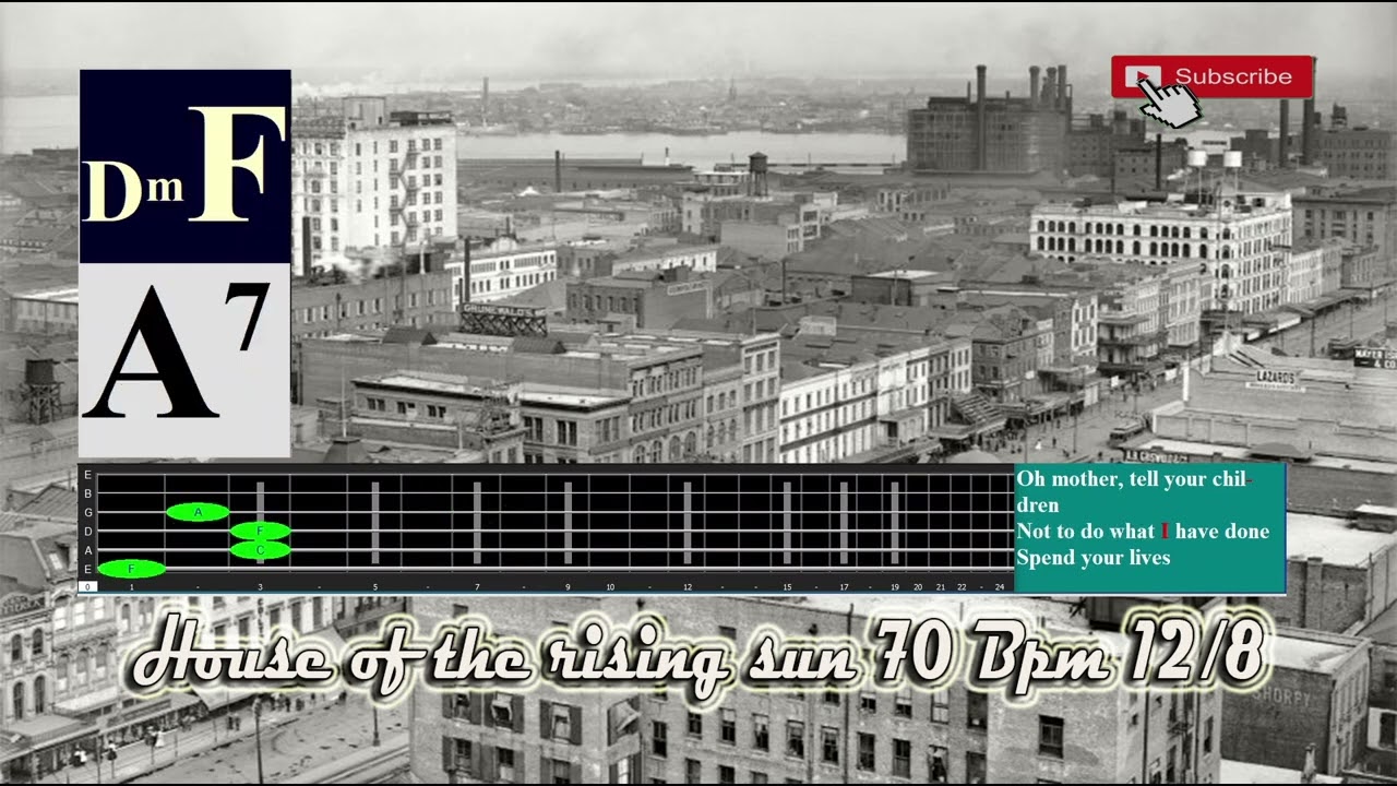 House of the rising sun in D Minor 70 Bpm 12/8 Backing Track Jam