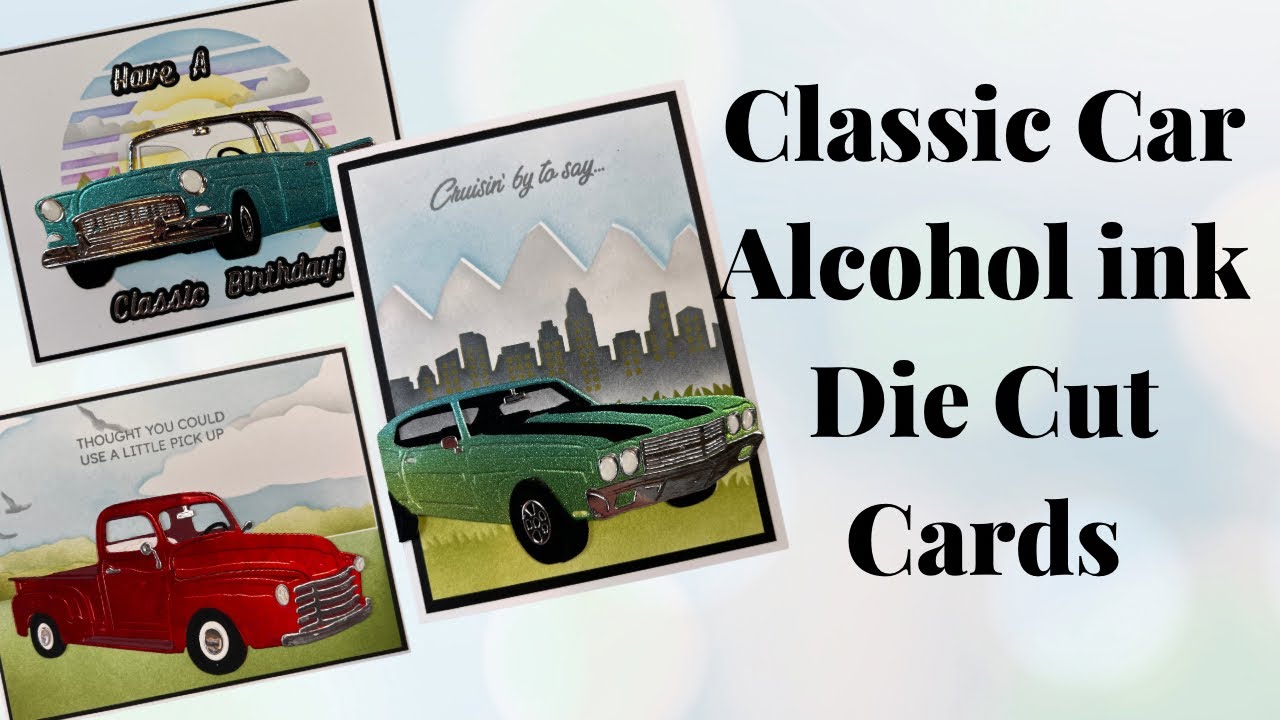 Alcohol Ink die cut Cards using the New Classic Road collection from Spellbinders