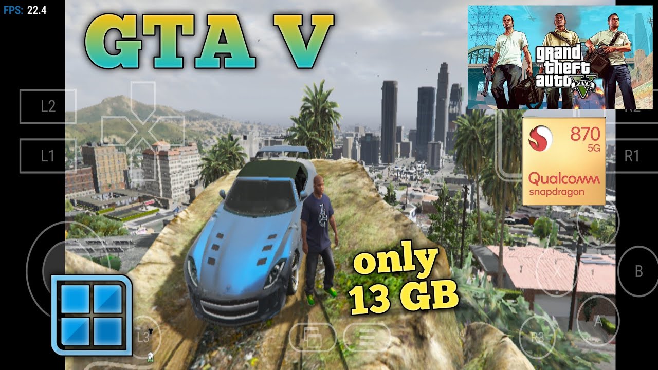GTA V only (13 GB) in winlator 11 emulator android Snapdragon 870 test gameplay 