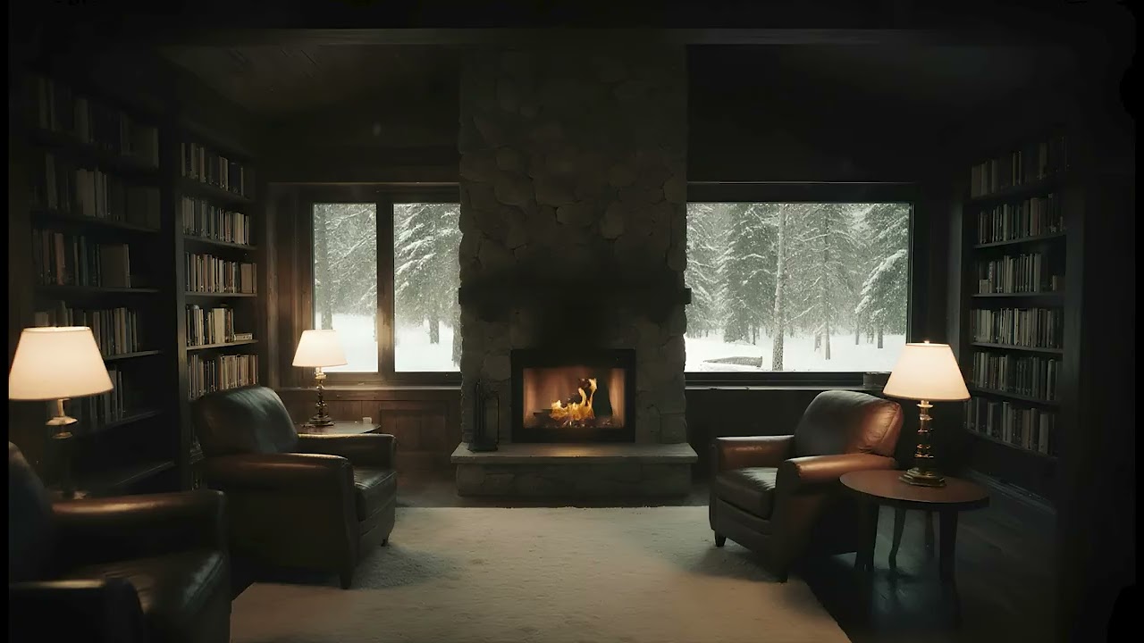 Ultimate Snowy Cabin Experience 🔥 Crackling Fireplace & Blizzard Sounds (3 Hours)