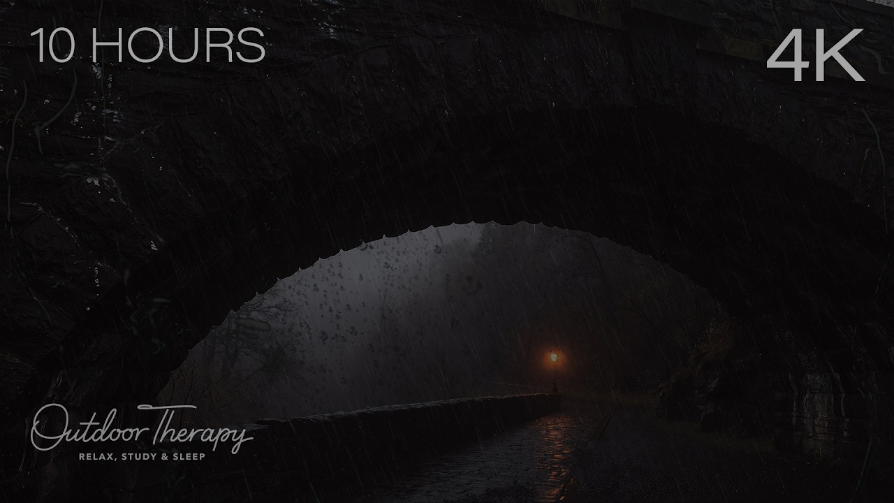 Rain Beneath the Covered Stone Bridge | Echoing Rain & Night Wind | 10 HOURS 4K