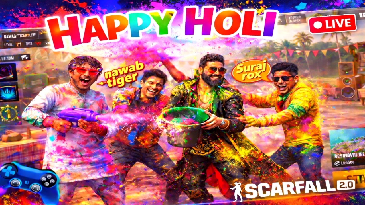 😍HAPPY HOLI SCARFALL 2.0 LIVE STERAM✌️JUNGE MAP😉   NEW INDIAN GAME #battleroyalegame