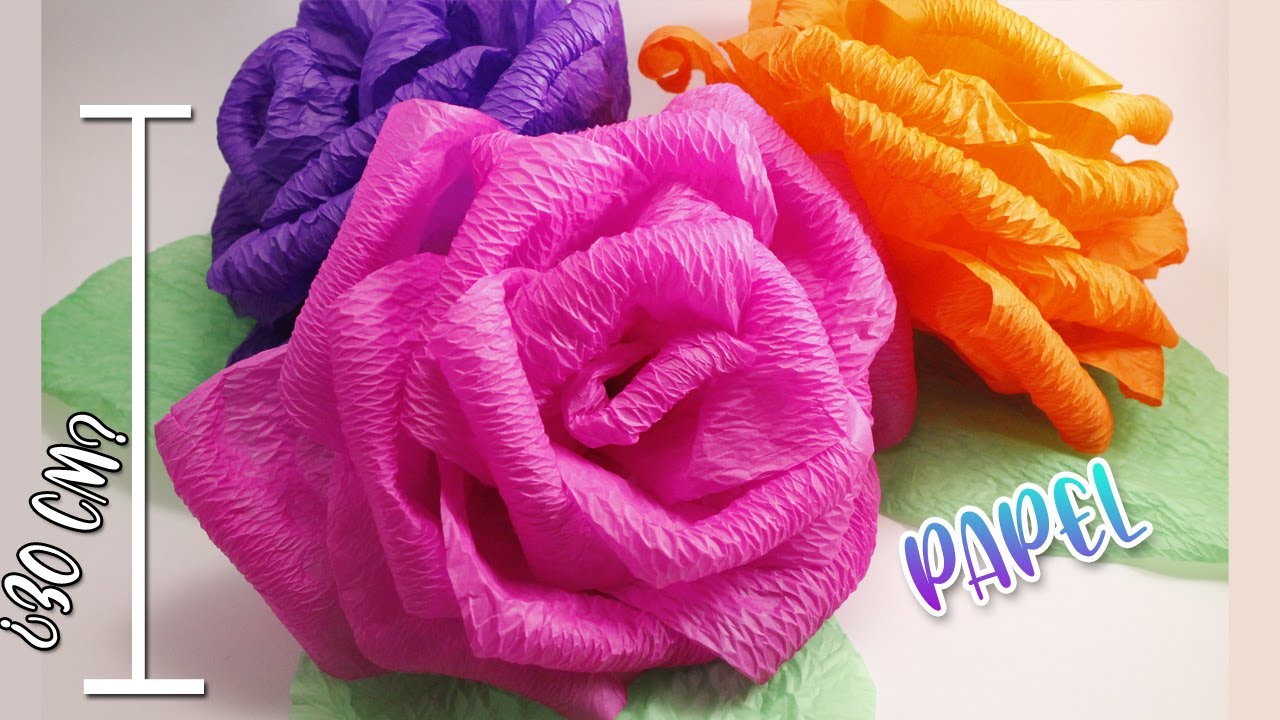 CÓMO HACER FLORES DE PAPEL CREPE FÁCILES Y BONITAS | GRANDES 😱 😱