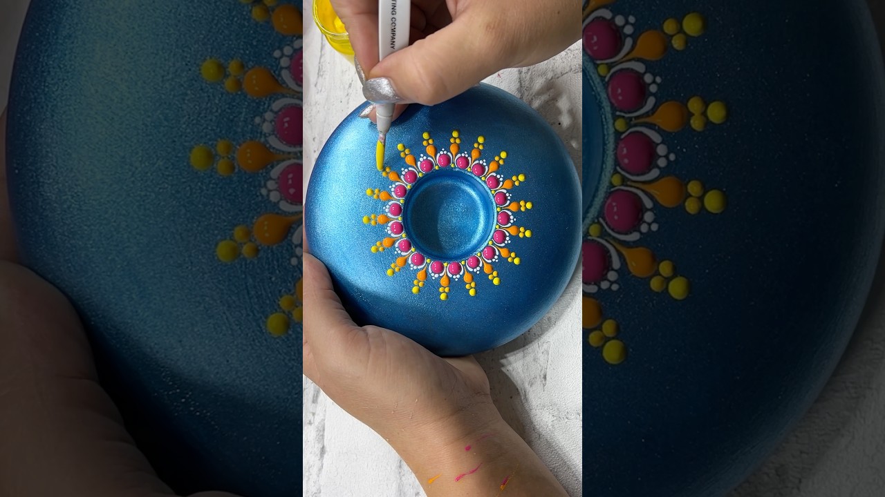 Colorful Mandala candle holder #mandala #shorts #artshorts #candleholder #painting #art #calming