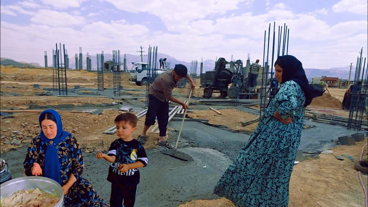 Foundation Concrete Pour with Mixer Machine & Delicious Homemade Lunch