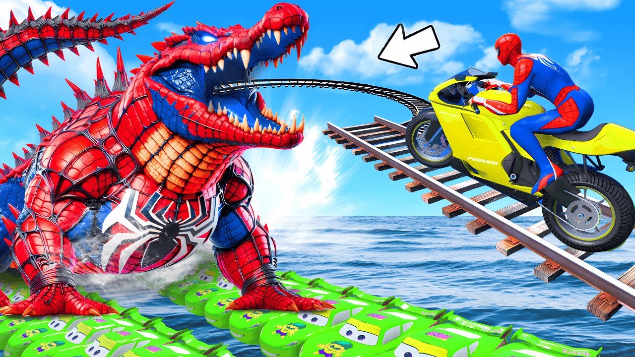 RAINBOW SPIDER MAN's Insane Motorcycle Stunt in Mega Ramp Challenges with BRAINROT in GTA 5