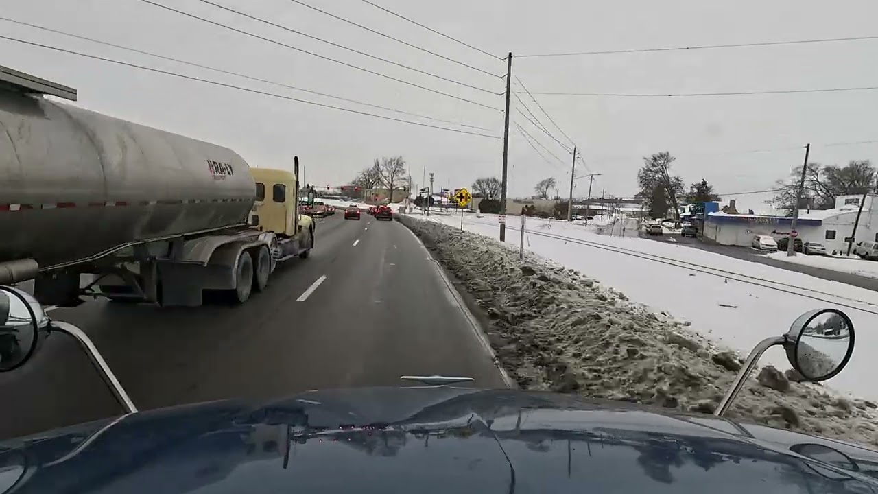 Cruising through Waterloo,  Iowa in a DOT Foods truck in wintertime. 