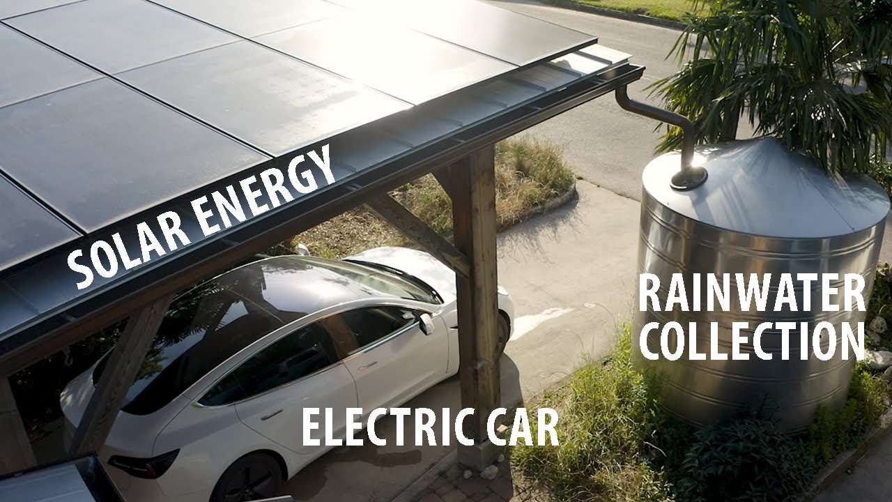 Solar Power Homestead, Tesla Model 3 and Rainwater Collection | EPIC CARPORT!