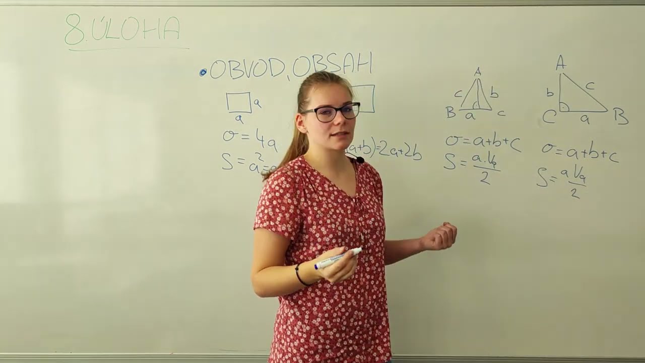 S08 T1 Obvod a obsah čtverce, ob&eacute;ln&iacute;ku a troj&uacute;heln&iacute;ku
