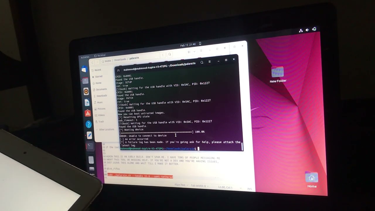Palera1n jailbreak unable to connect to device solution for linux and mac