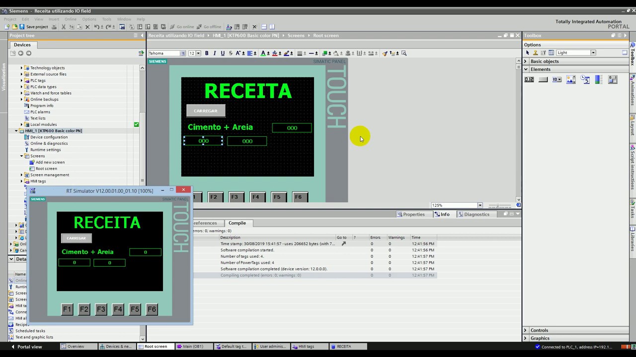 Receita com I/O field no TIA Portal Siemens