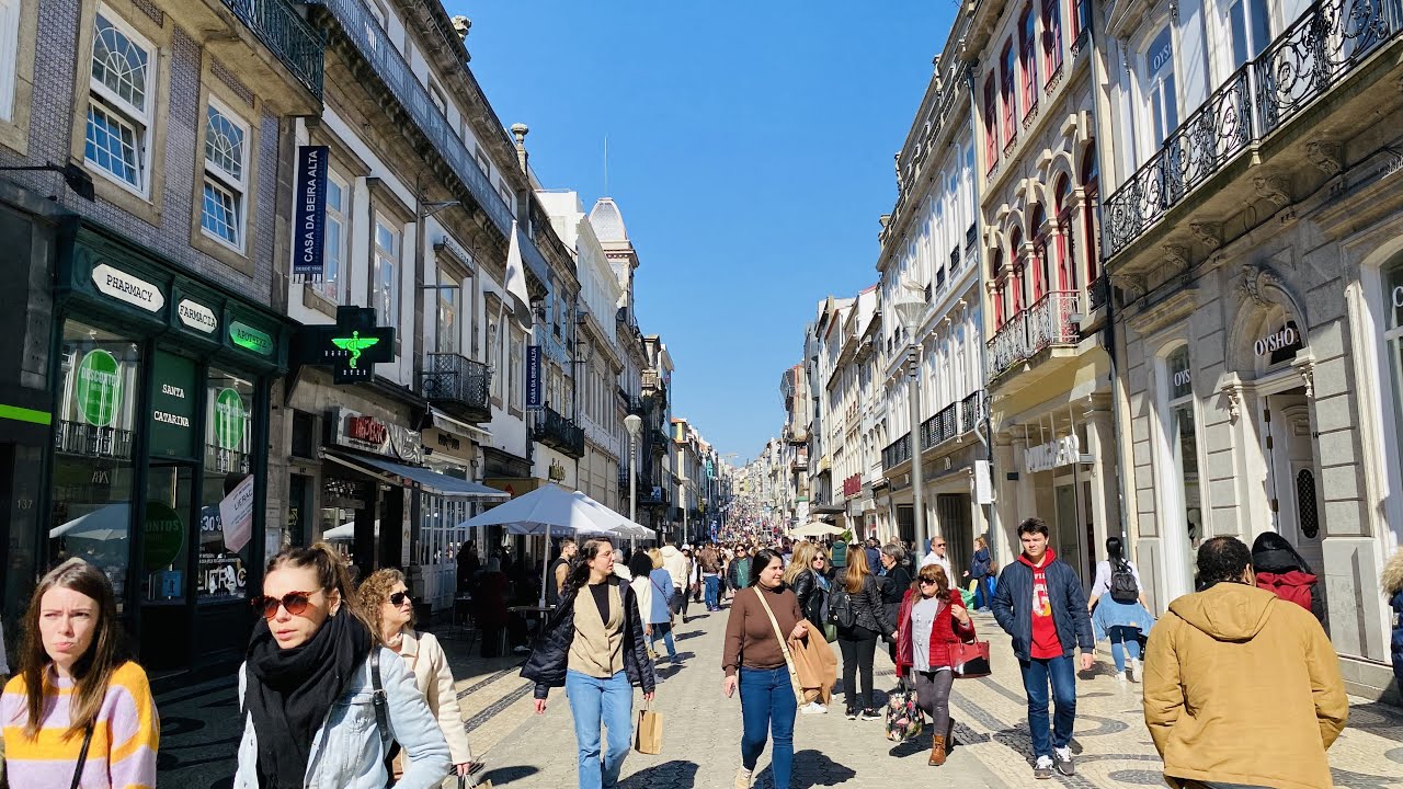 Shopping on R. Santa Catarina Street~The Main Shopping Street in  Porto, Portugal ~ March 1, 2023