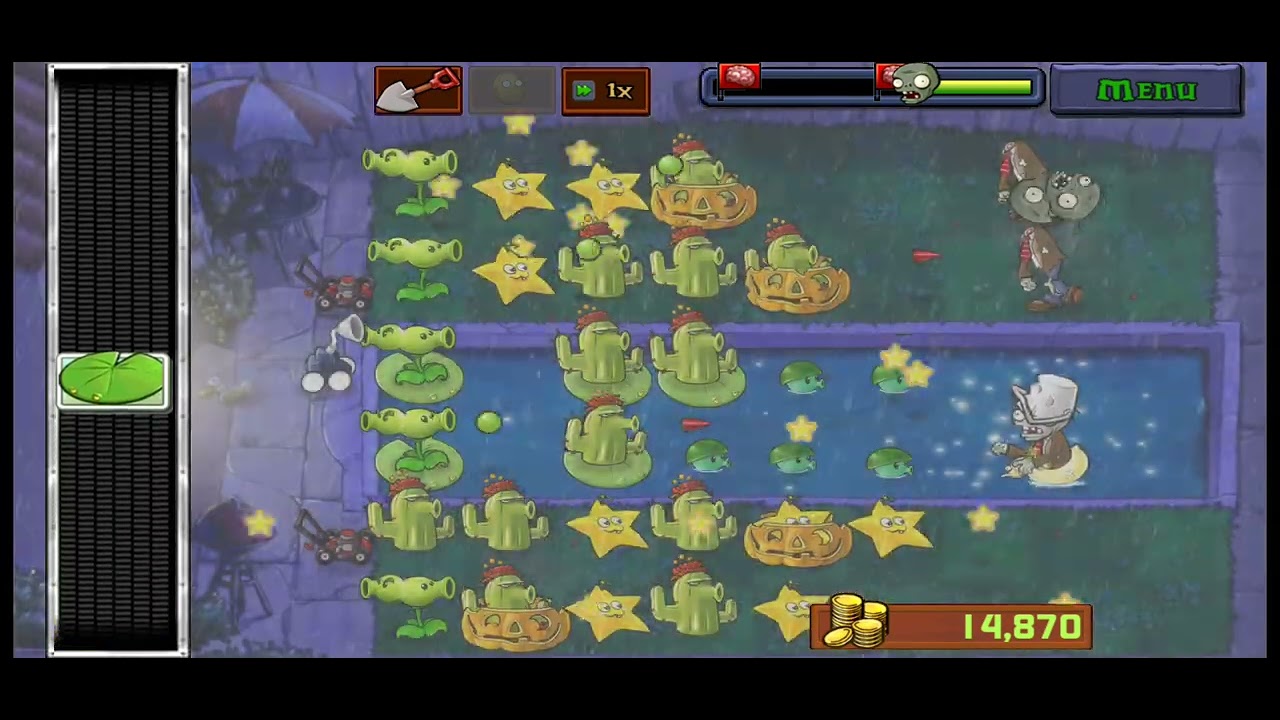 Plants Vs Zombies - Fog - Level 10 (10 of 10) (10/10) - Gameplay (NO BGM)