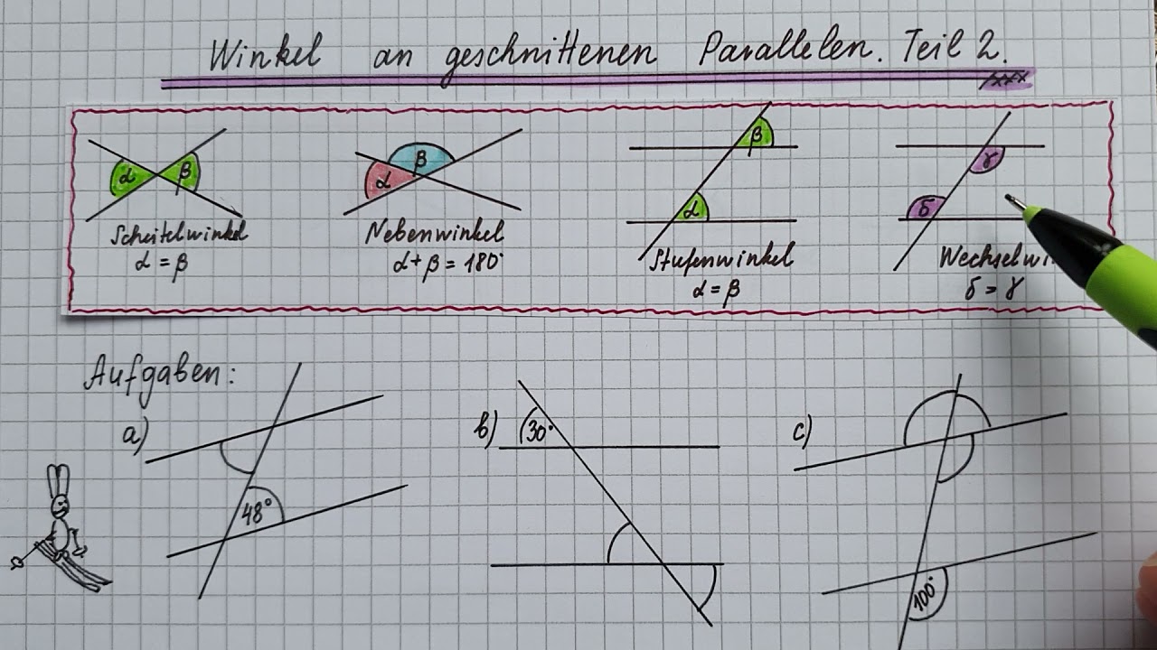 STUFENWINKEL, WECHSELWINKEL, SCHEITELWINKEL und NEBENWINKEL -  So gelingen die Aufgaben!
