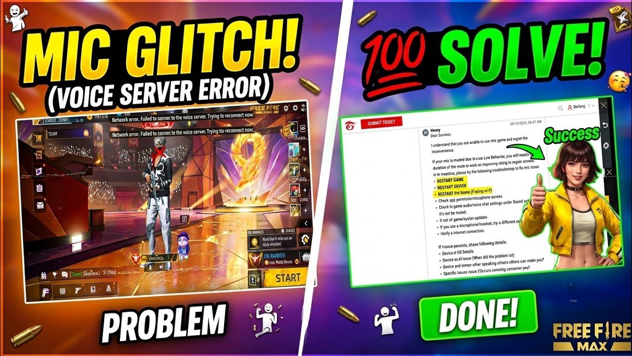 FREE FIRE MIC GLITCH PROBLEM SOLVE 💯 | VOICE SERVER ERROR FIX 2026#freefiremax