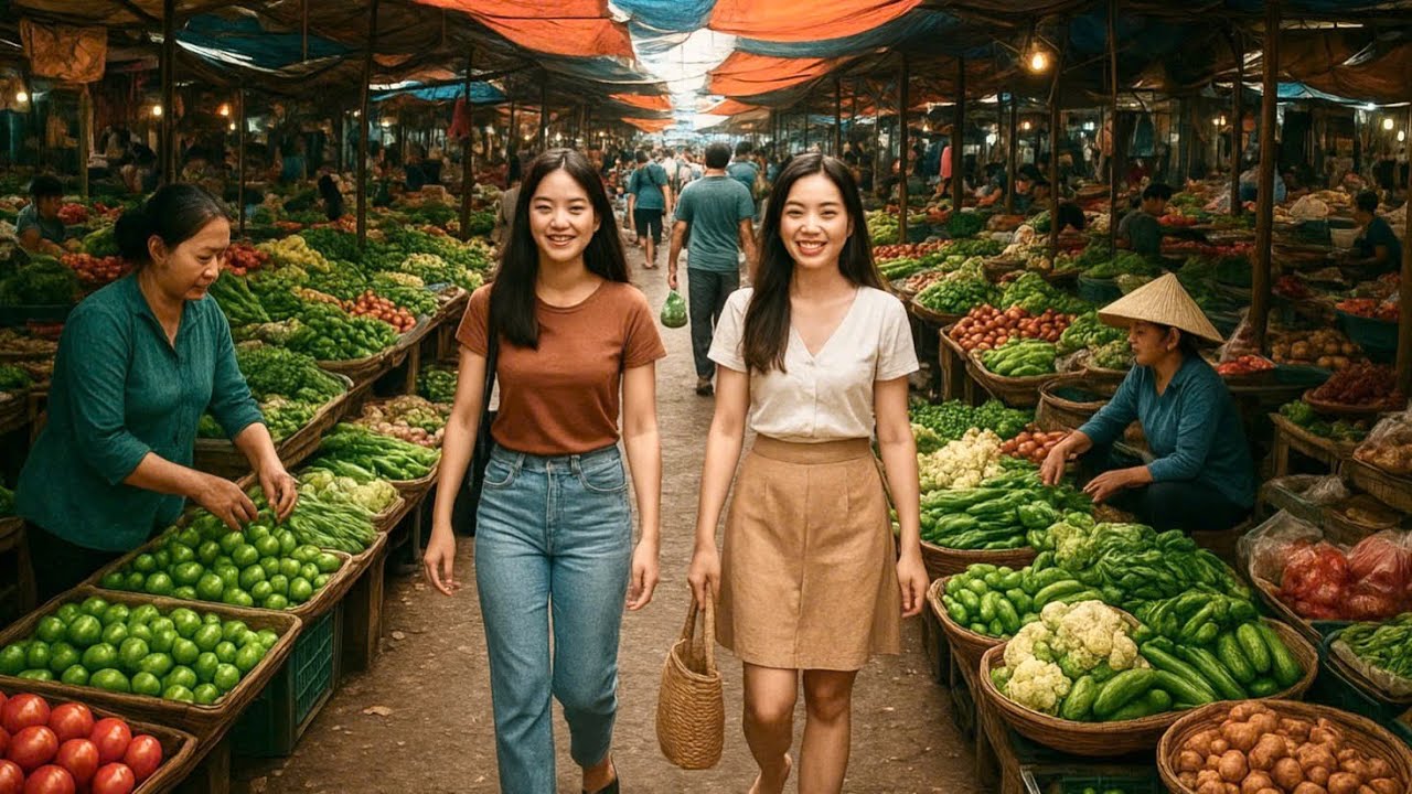 Northeast Vietnam ethnic minority market where daily trading takes place...