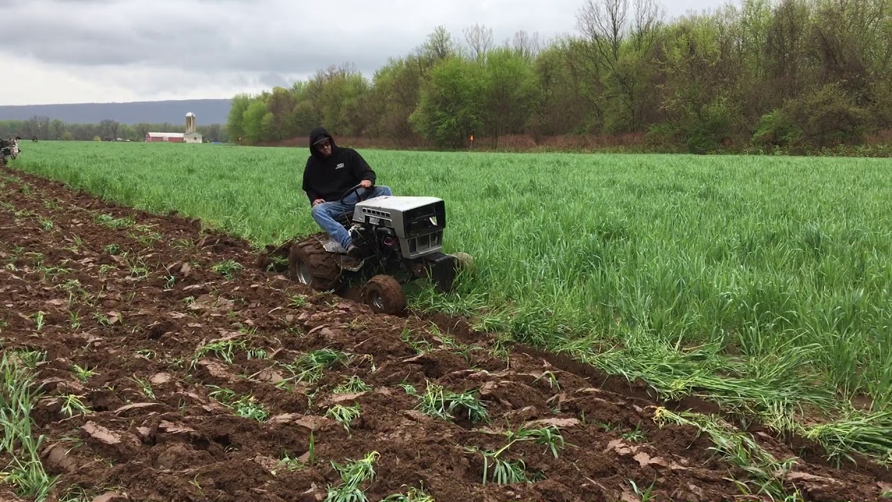 Sears diesel garden tractor plowing
