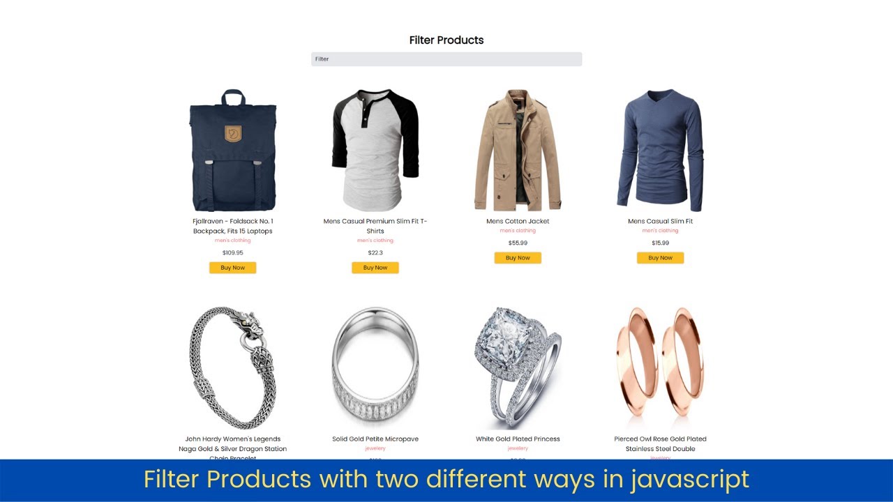 Filter Products with Two Different Ways with JavaScript