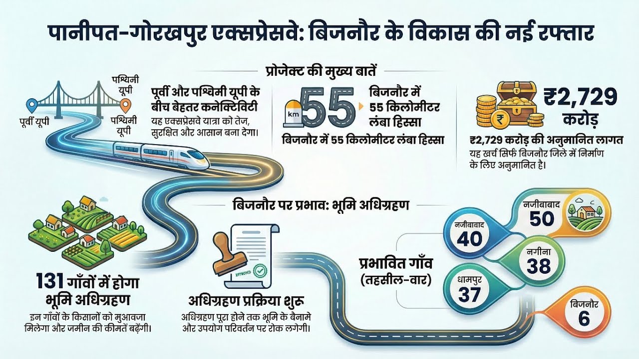 पानीपत-गोरखपुर एक्सप्रेसवे: बिजनौर में भूमि अधिग्रहण और विकास की पहल