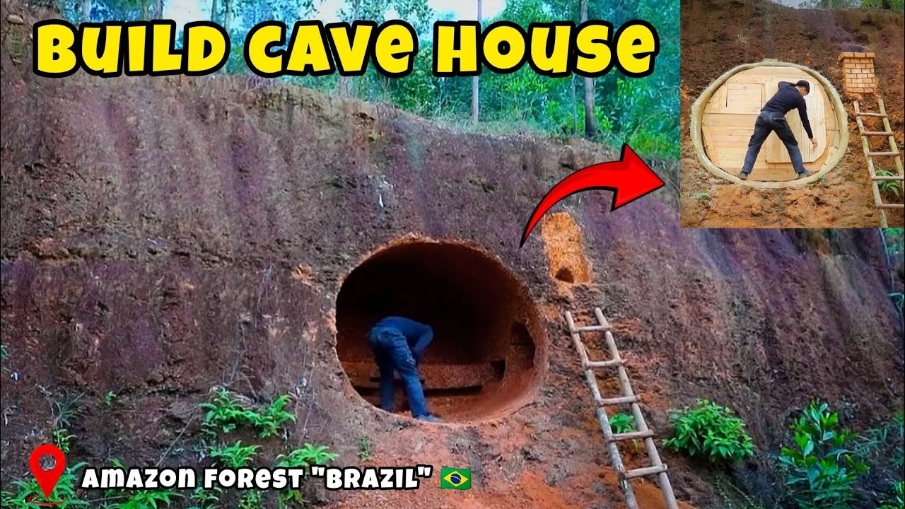 DIY Hidden Cave House in Forest 😯 Build an Off-Grid Survival Shelter|3 Days Challenge