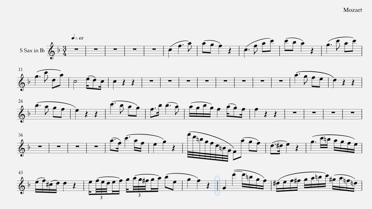 [Sheet Music] Mozart Clarinet Concerto Adagio Soprano Saxophone(실시간 영상악보)