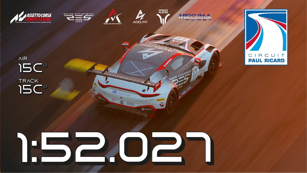 Paul Ricard Hotlap | 1:52.027 | Aston Martin V8 GT3 | Assetto Corsa Competizione v1.9.2 | PC