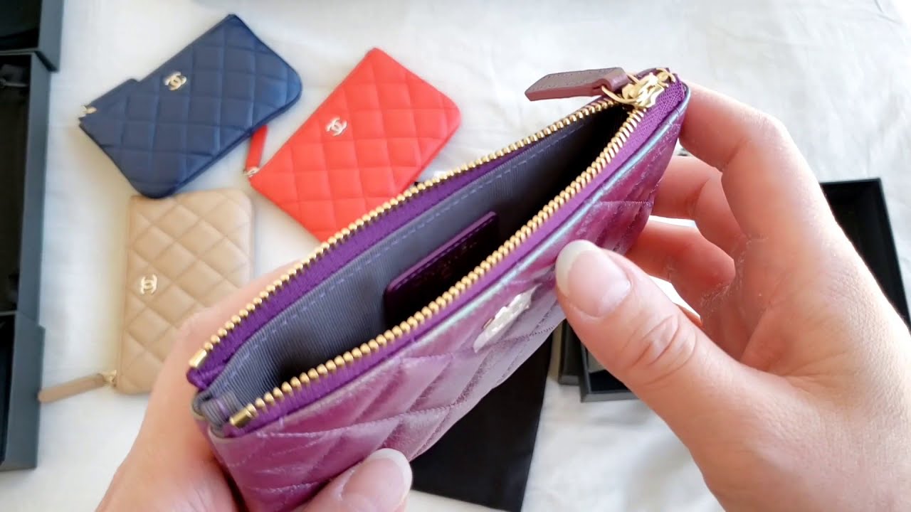 Chanel Unboxing IRIDESCENT PURPLE Mini Pouch + My ENTIRE O Case Collections 