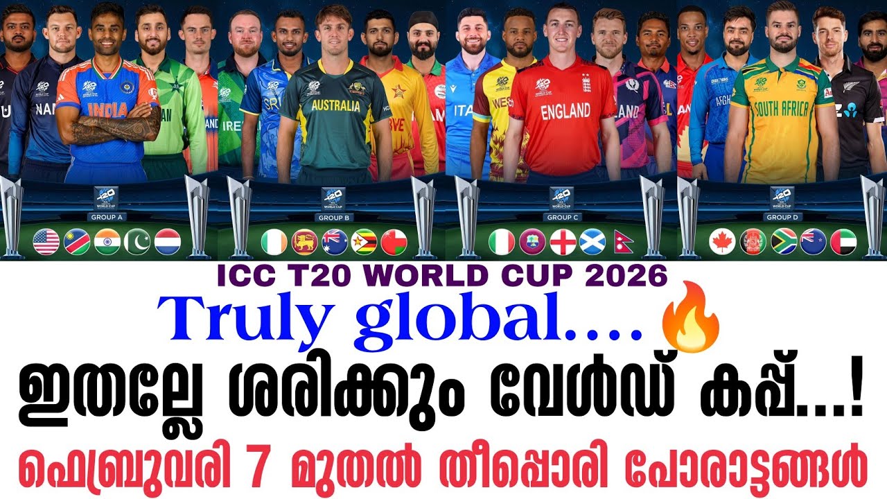 Truly global....🔥 ഇതല്ലേ ശരിക്കും വേൾഡ് കപ്പ്.!ഫെബ്രുവരി 7 മുതൽ തീപ്പൊരി പോരാട്ടങ്ങൾ | T20 World Cup