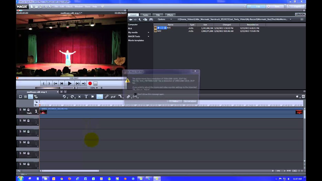 Magix Edit Pro 2013 Multi-Cam Step 1 - Import-Sync
