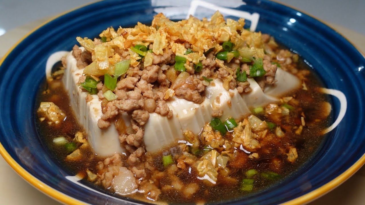 蒜米肉碎蒸嫩豆腐😍口感丰富，超级无敌好吃，非常下饭，两碗米饭不够吃，做法特简单💯‼️Garlic Minced Pork Steam Tofu😍 Rich in taste, delicious