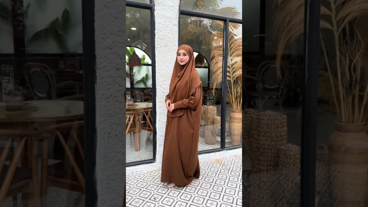 Link bio 52 Shopee haul gamis syari set  terbaru / gamis abaya shopee
