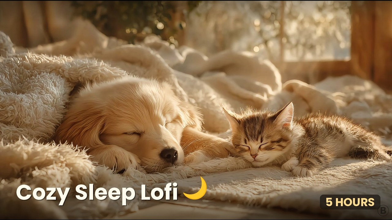 Cute Sleeping Animals Lofi 4K (5Hour) 🌙 Soft Lofi/Piano for Healing & Anxiety Relief