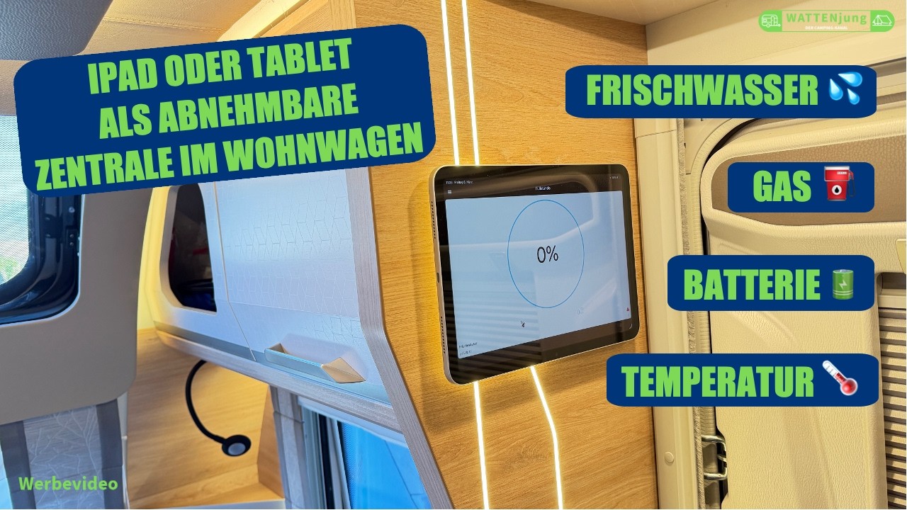 👍 IPad oder Tablet als große Zentrale für Frischwasser, Gas, Batterie und Temperatur im Wohnwagen