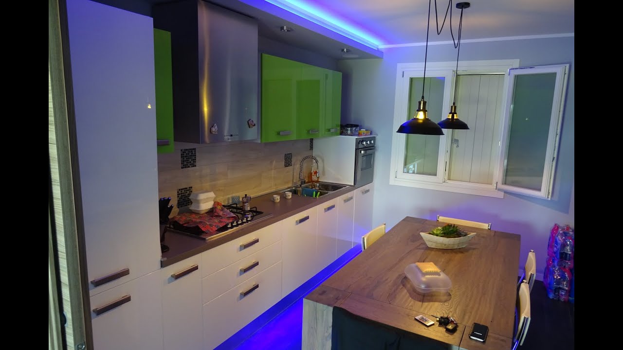 Kitchen false ceiling with leds  time lapse