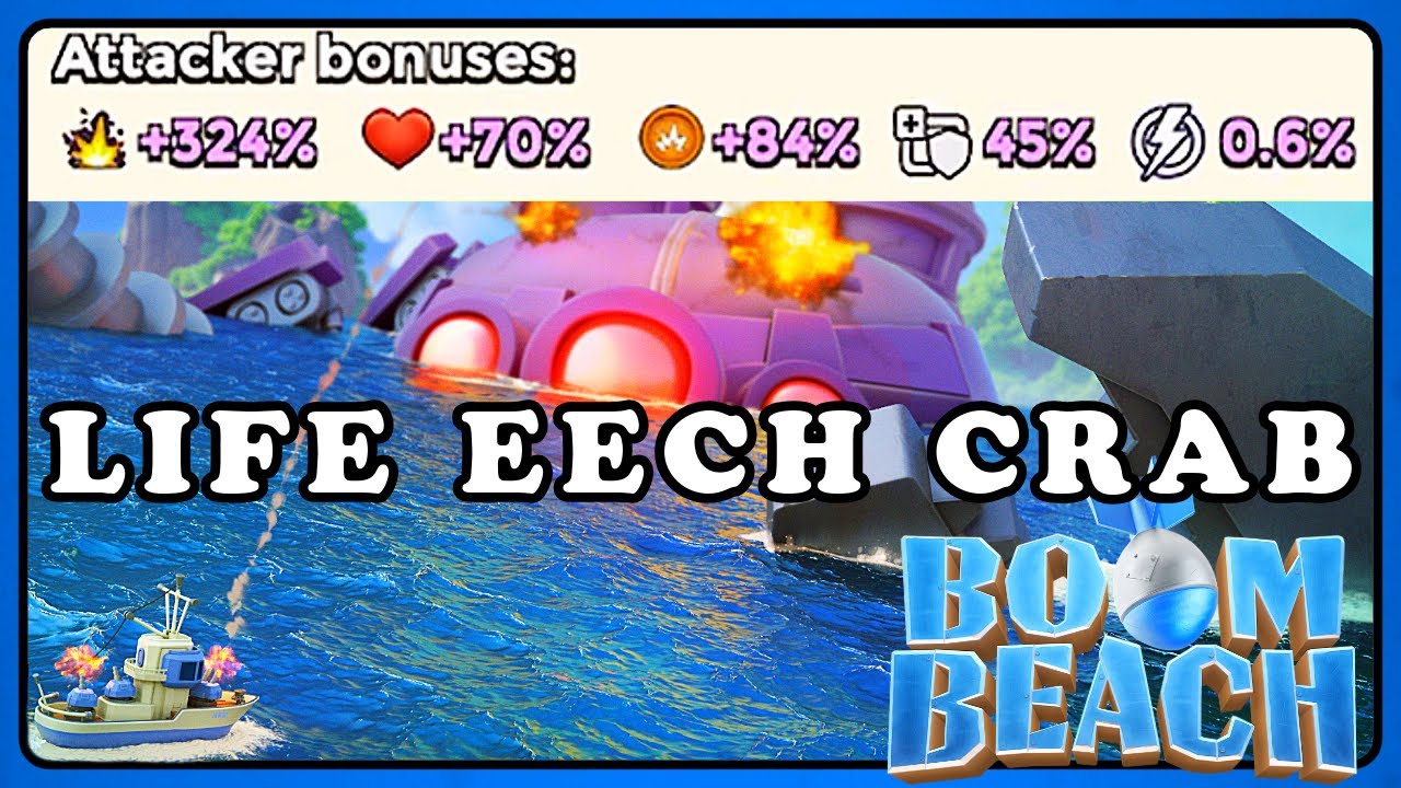 Boom Beach: STG 1-... Max Engraving vs Life Leech Crab 11-TD / 1-TH / 1-GBE