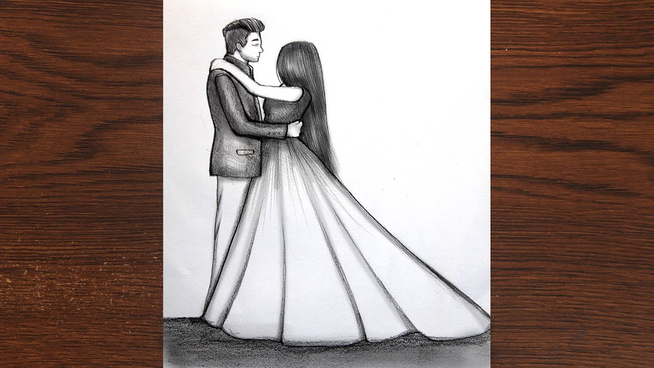 How to draw a Cute couple Backside || Pencil sketch for beginner || Couple sketch || Drawing