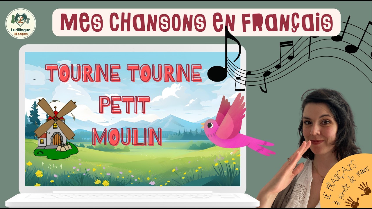 Tourne tourne petit moulin | Comptine pour enfant avec signes  (FLE & maternelle) - French kid song 